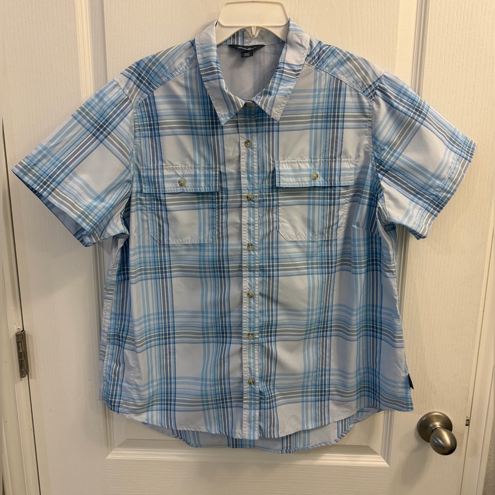 Eddie Bauer Womens Plaid Short Sleeve Shirt Medium NWT